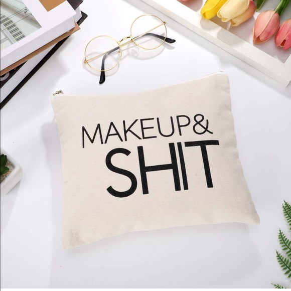 Makeup & SH*T Zip Pouch Canvas Cosmetic Bag NEW - Picture 1 of 3
